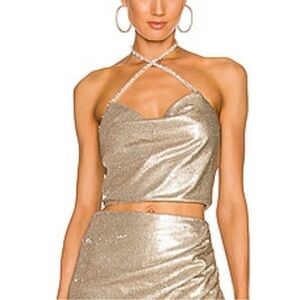 Cropped Sequin Halter